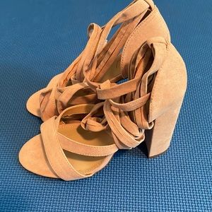 Forever 21 faux suede lace up block heel sandals!